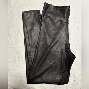 Shiny Gray Faux Leather Leggings